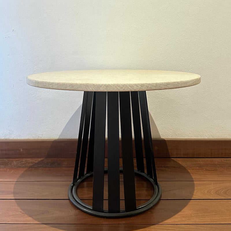 MESA TOCHA CON HIERRO RENDONDO